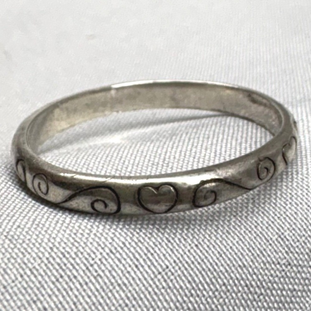 Unbranded Ring Unisex 8.5 Silver Excellent Heart Swirl 925 Band